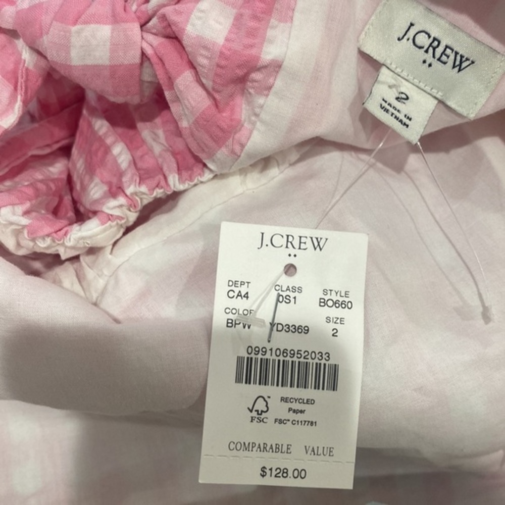 NWT! J crew Pink Seersucker Tie Back Dress‎ - Picture 2 of 5
